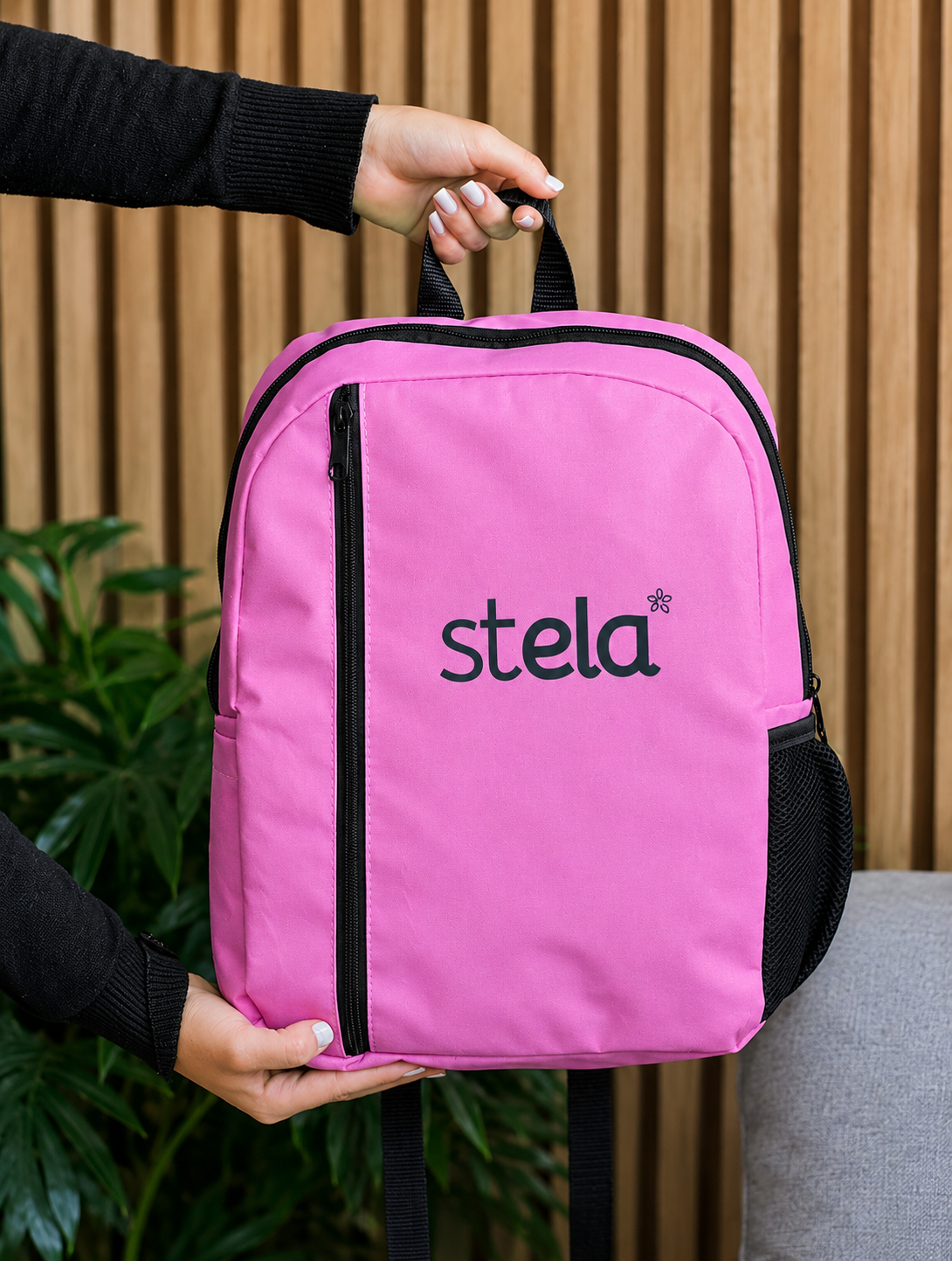 Pedido Stela — mochila rosa com DTF